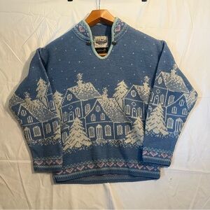 ALPS Sweater Womens L Wool Winter Village Holiday Pullover New England Vintage